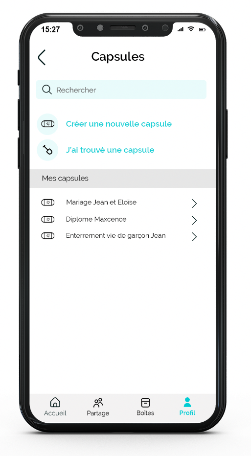 fonctionnalité capsule temporelle intégrée dans l'application toodays.me 